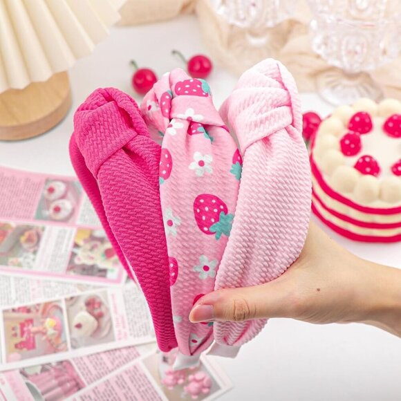 Girls Headbands Pink Set Non-Slip Knotted Summer Hair Accessories for Toddlers main image 4